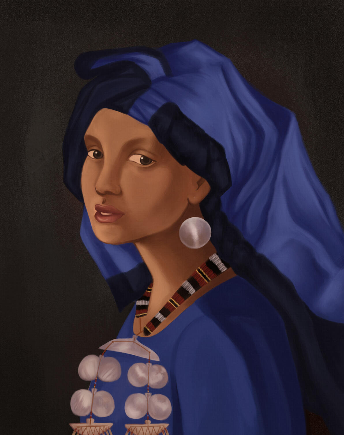 Isneg Girl with a Pearl Earring (after Johannes Vermeer's Girl with a Pearl Earring)