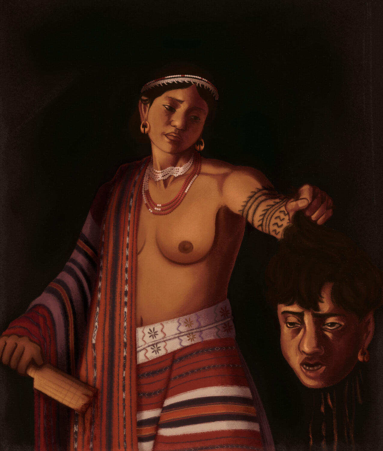Kabigat with the Head of Chal-chal's Son (after Caravaggio's David with the Head of Goliath)